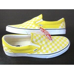COPY - Vans Men's Classic Slip On Cyber Yellow White Checkerboard Shoes Sizes